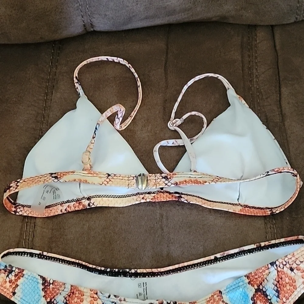 3/$30 Python Snakeskin 3 Piece Festival Triangle Bikini Swimsuit Medium